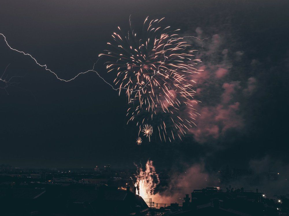 storm and firework
