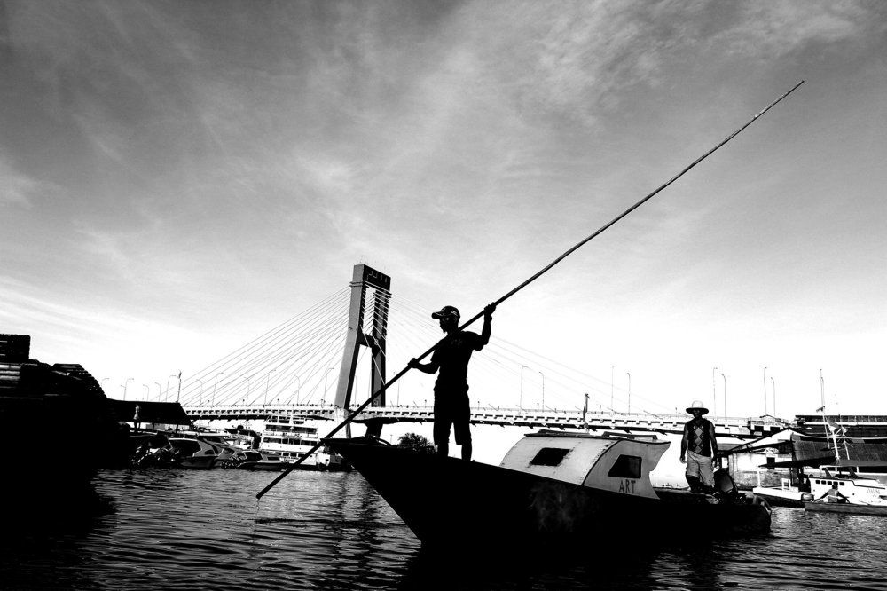 Driving a boat