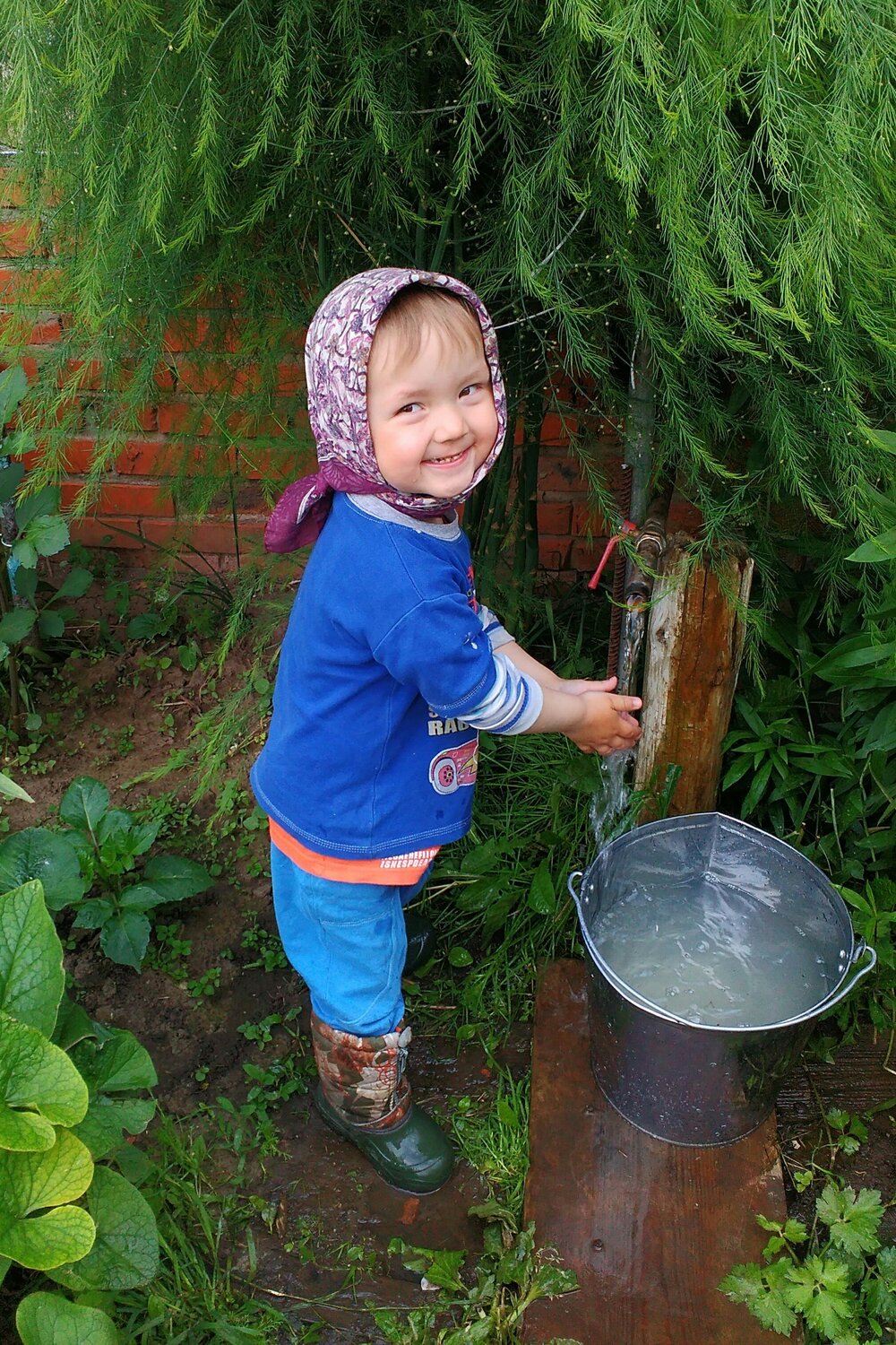 наполняю воду для буренки