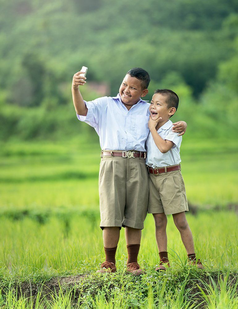 Two boys do selfie