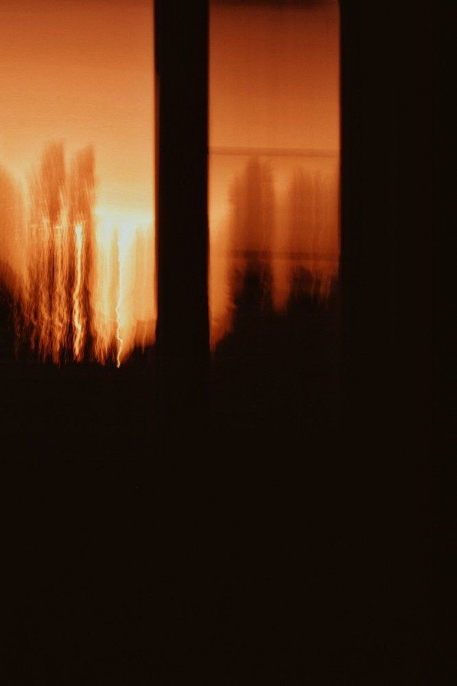 in flames
