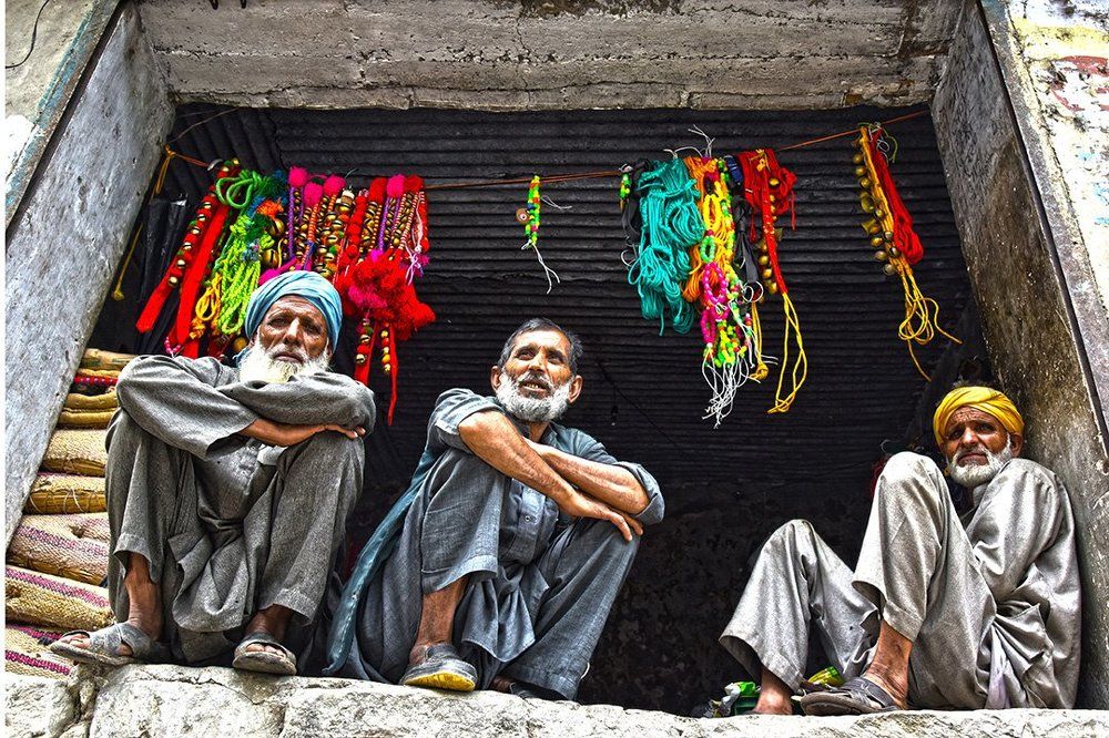 People in the hilly shop