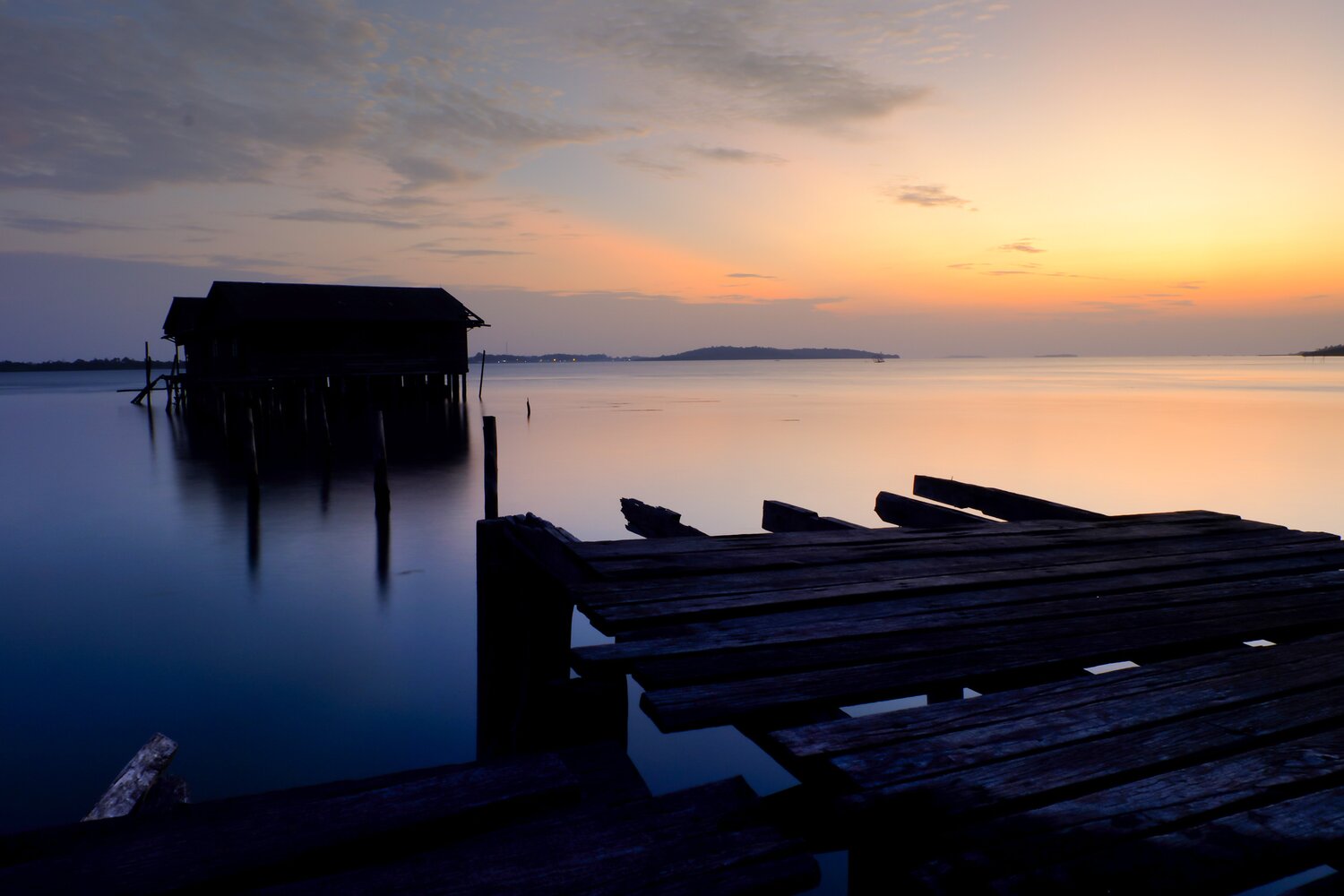 Sunset in Broken dock