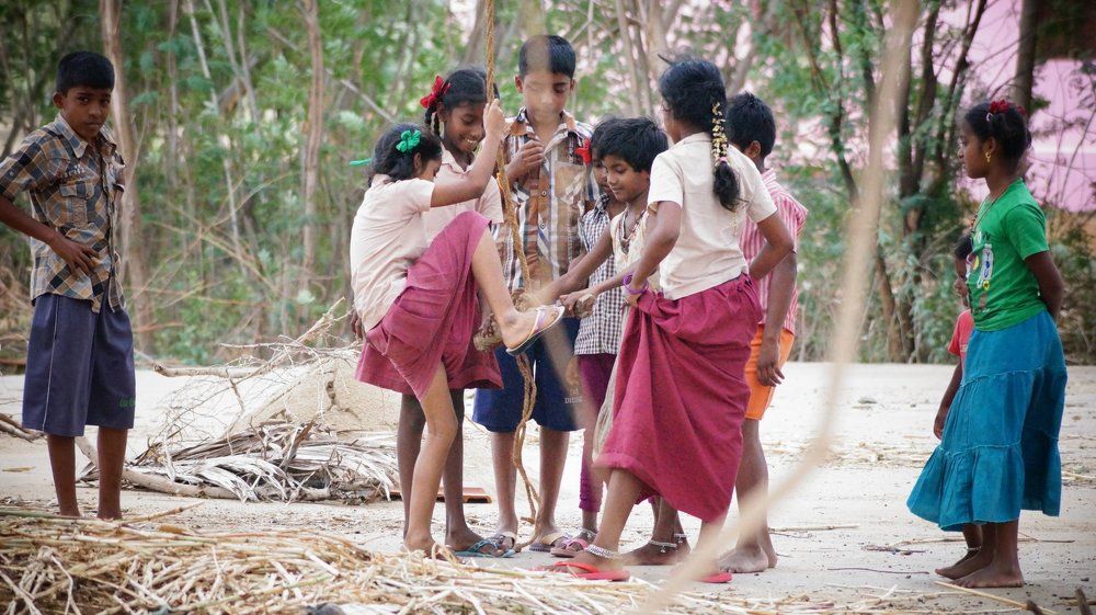 Playing Children's at the street on village