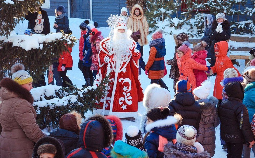 Детишки встречают Деда Мороза
