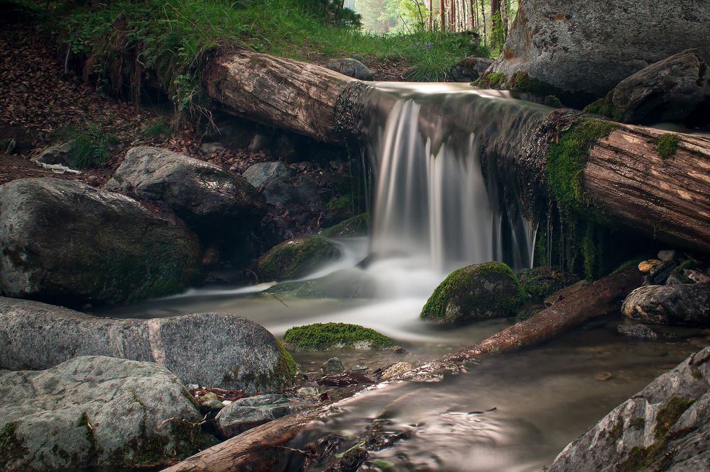 маленький водопад в лесу