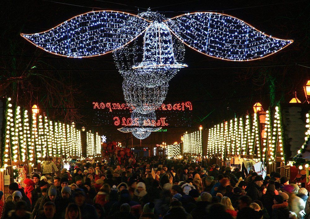 Украина. Рождественская ночь во Львове.