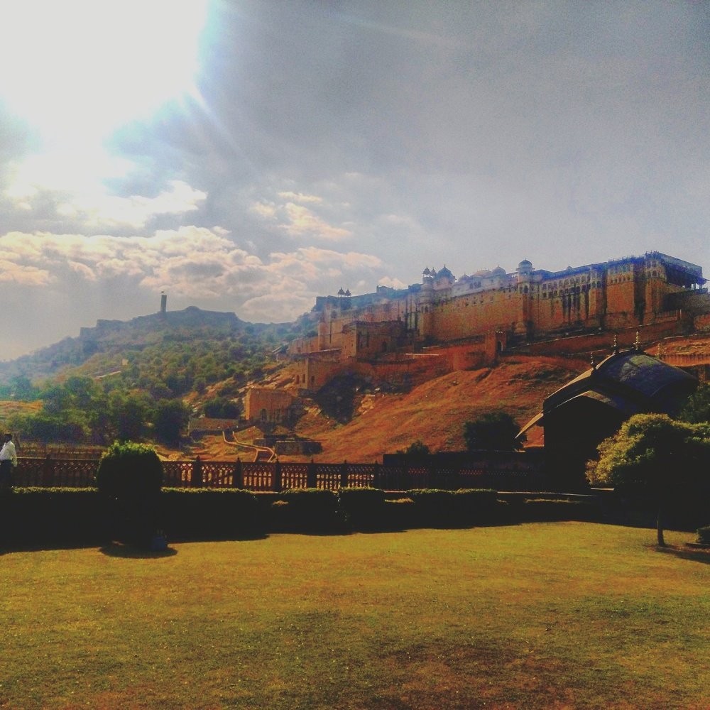 Amber fort in the shades of clouds