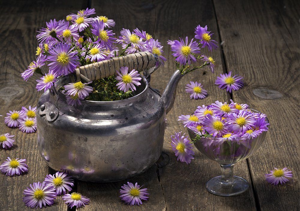 Цветы в чайнике...