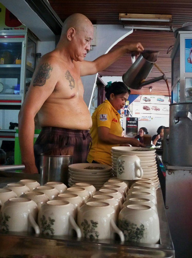 Traditional coffee maker in town