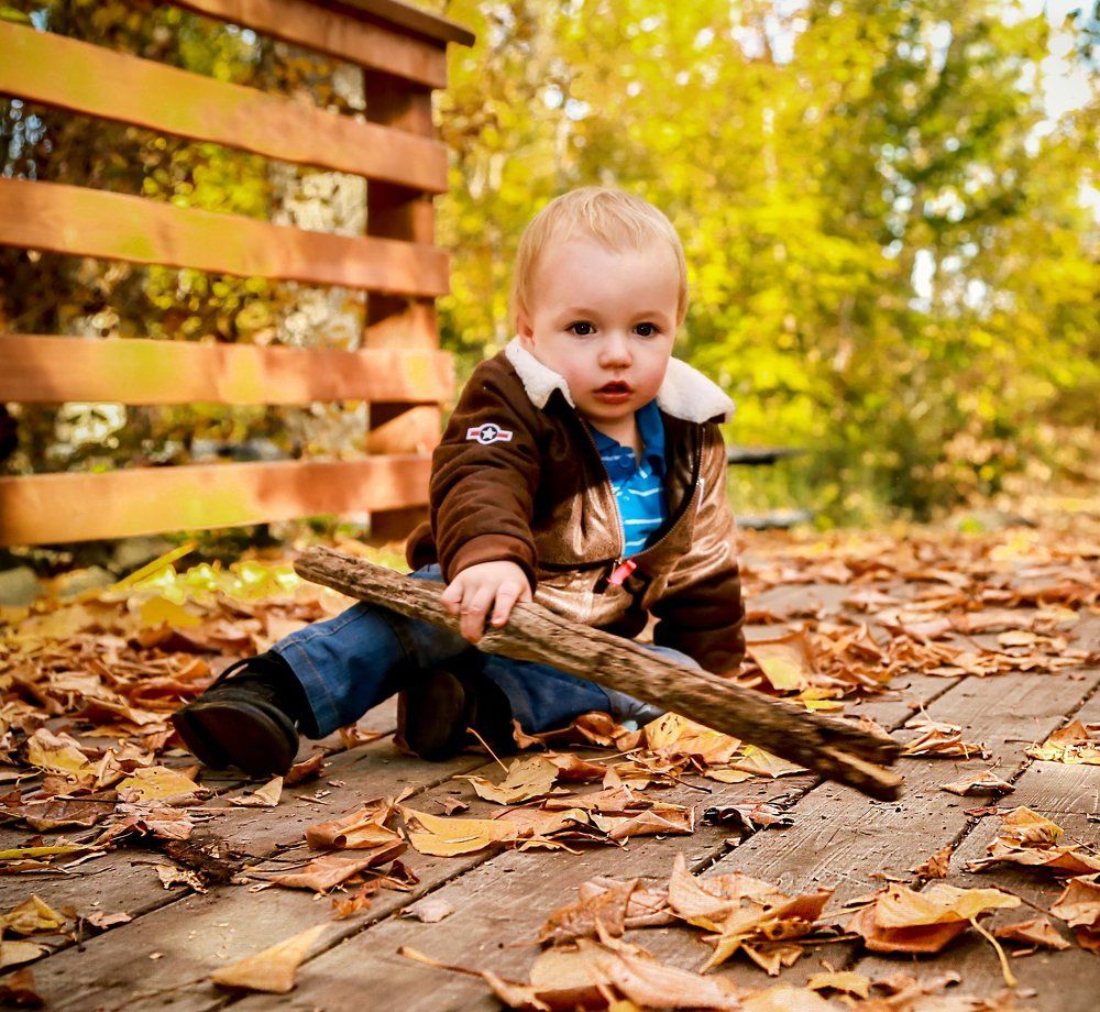 The boy with a stick