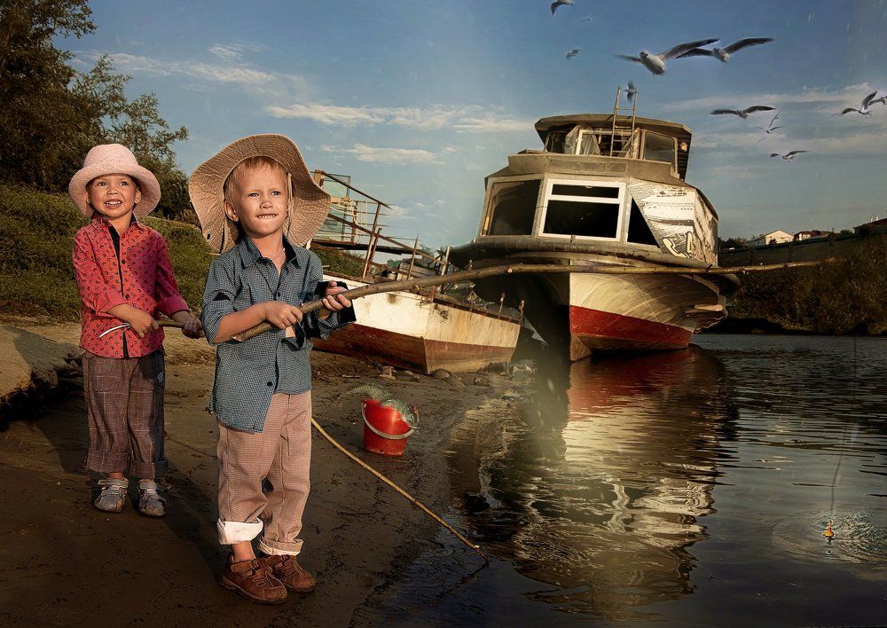 Том и Гек на вечерней рыбалке