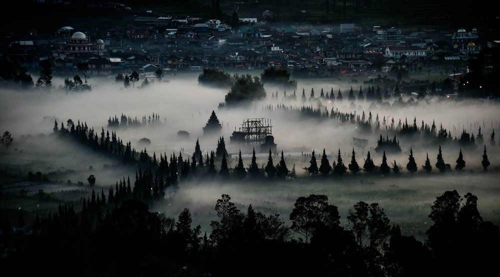 Misty morning at Dieng