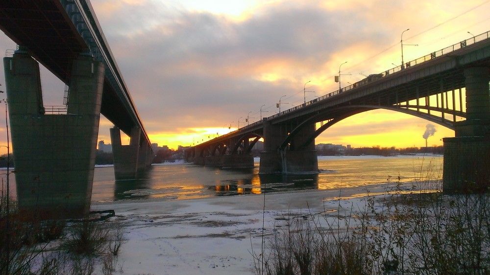 Речной вокзал, Мост, Река, Метро, Закат, Город
