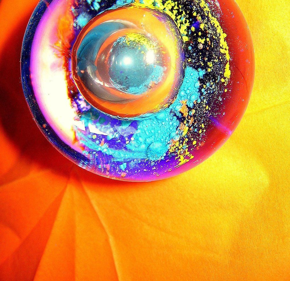 "SPace" - painting, sealed in a glass globe