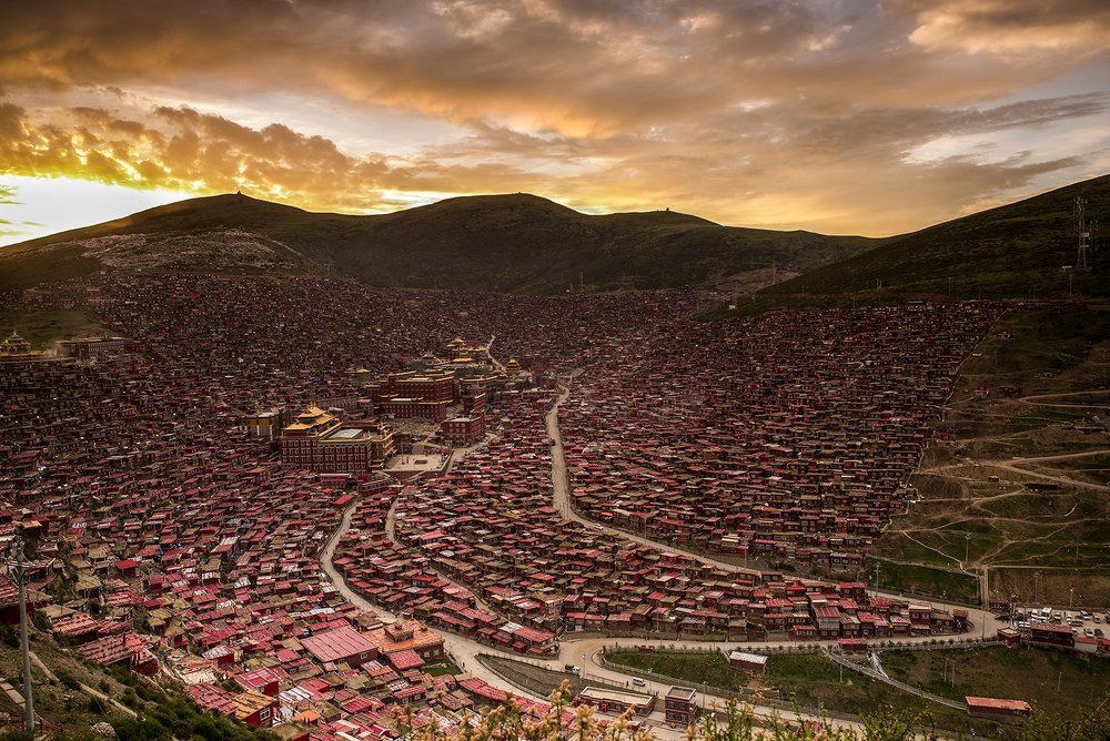 Sunrise at Larung Gar