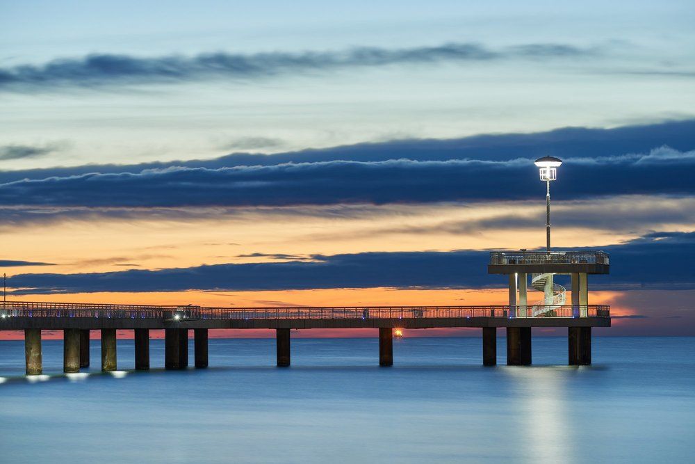 Sunshine Skyway Bridge with sunrise