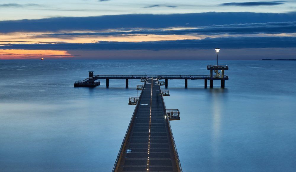 Sunshine Skyway Bridge with sunrise