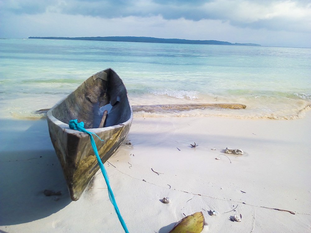 Wooden dug out canoe