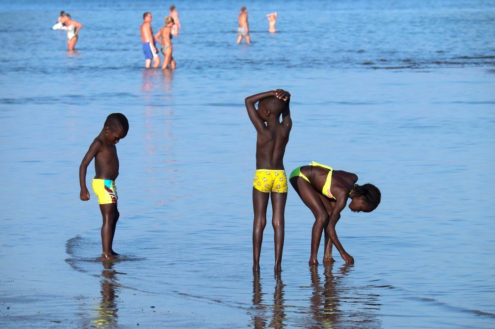 Десять негритят пошли купаться в море......