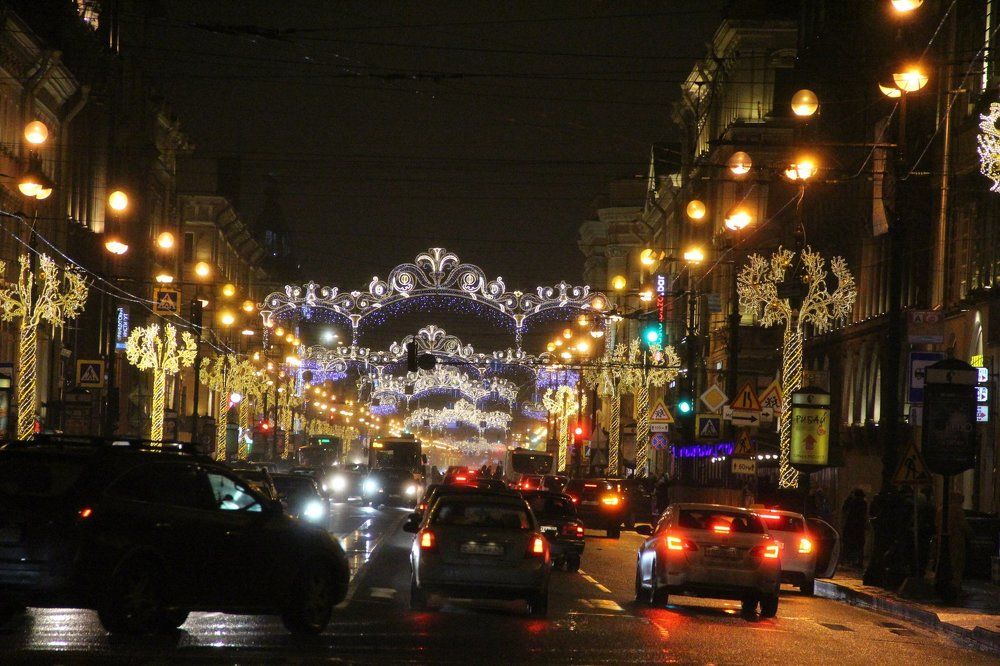 огни ночного города