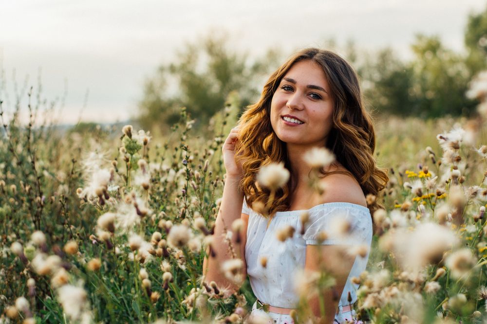 Beautiful girl in flowers