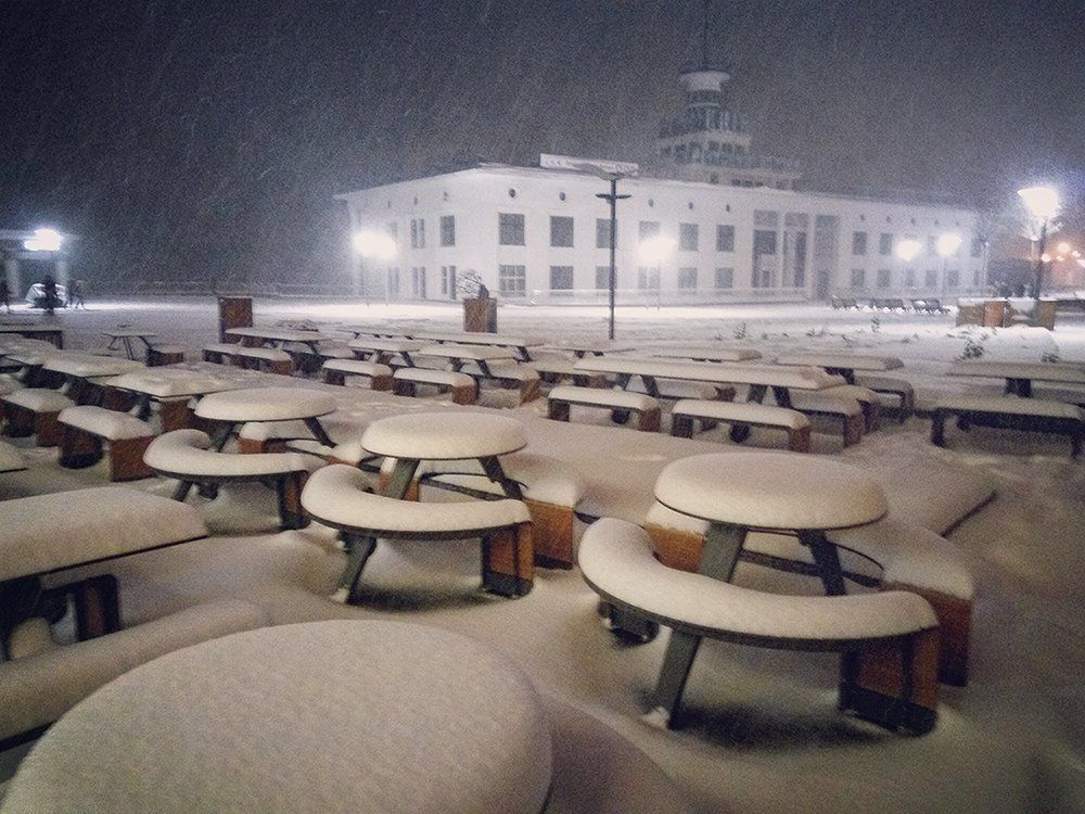 Зимний городской пейзаж.