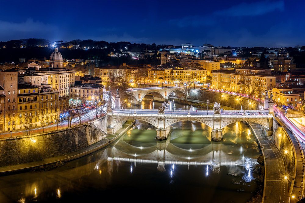 Rome. Night. Tiber river.