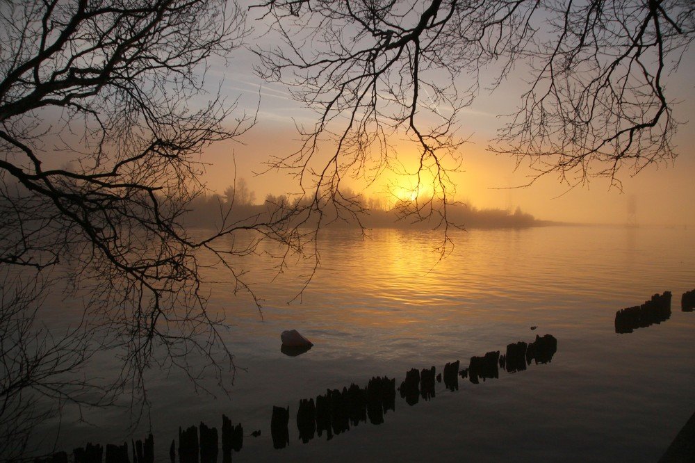 Foggy sunset in Liepaja