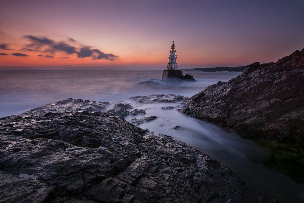 Ahtopol lighthouse before sunrise