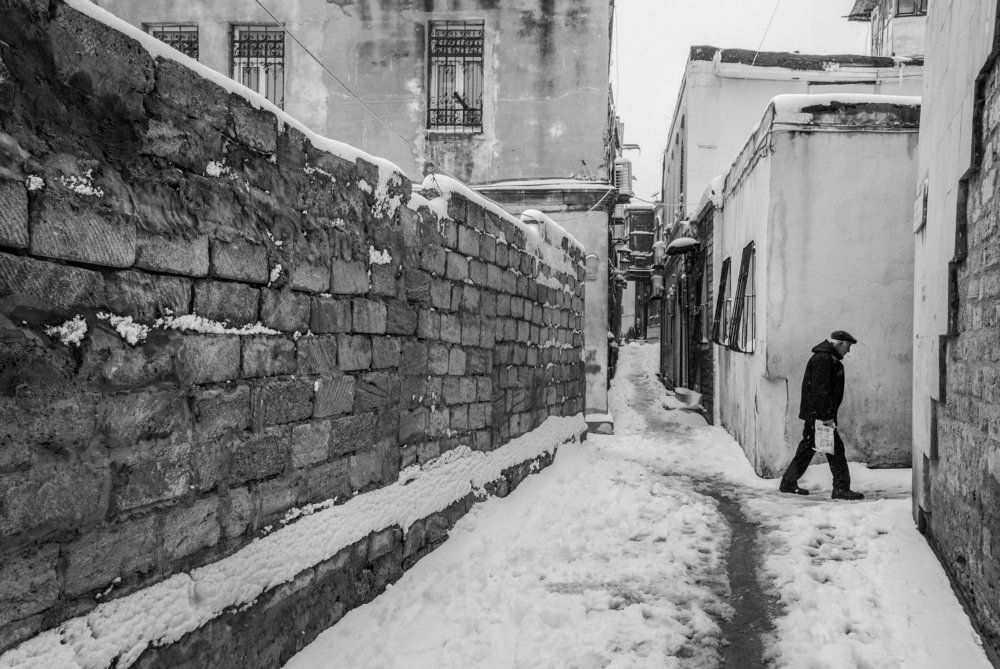 Snowy day in Baku
