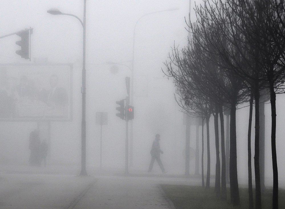 Red light in the fog