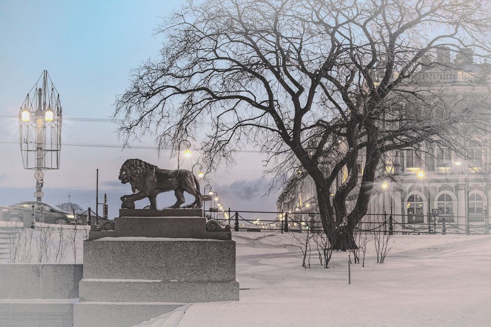 Адмиралтейская набережная на рассвете.