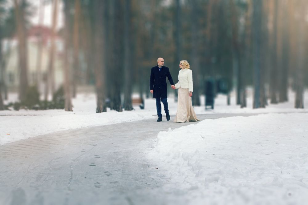 Зимне-свадебная прогулка в лесном парке