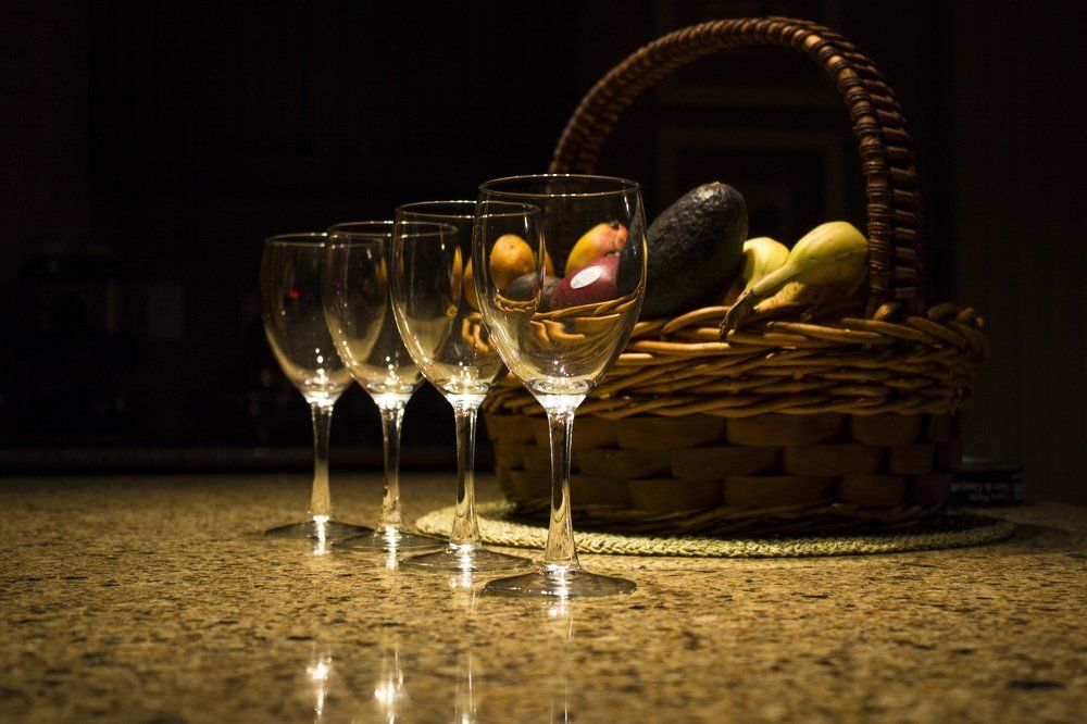 Crystal Cups and basket