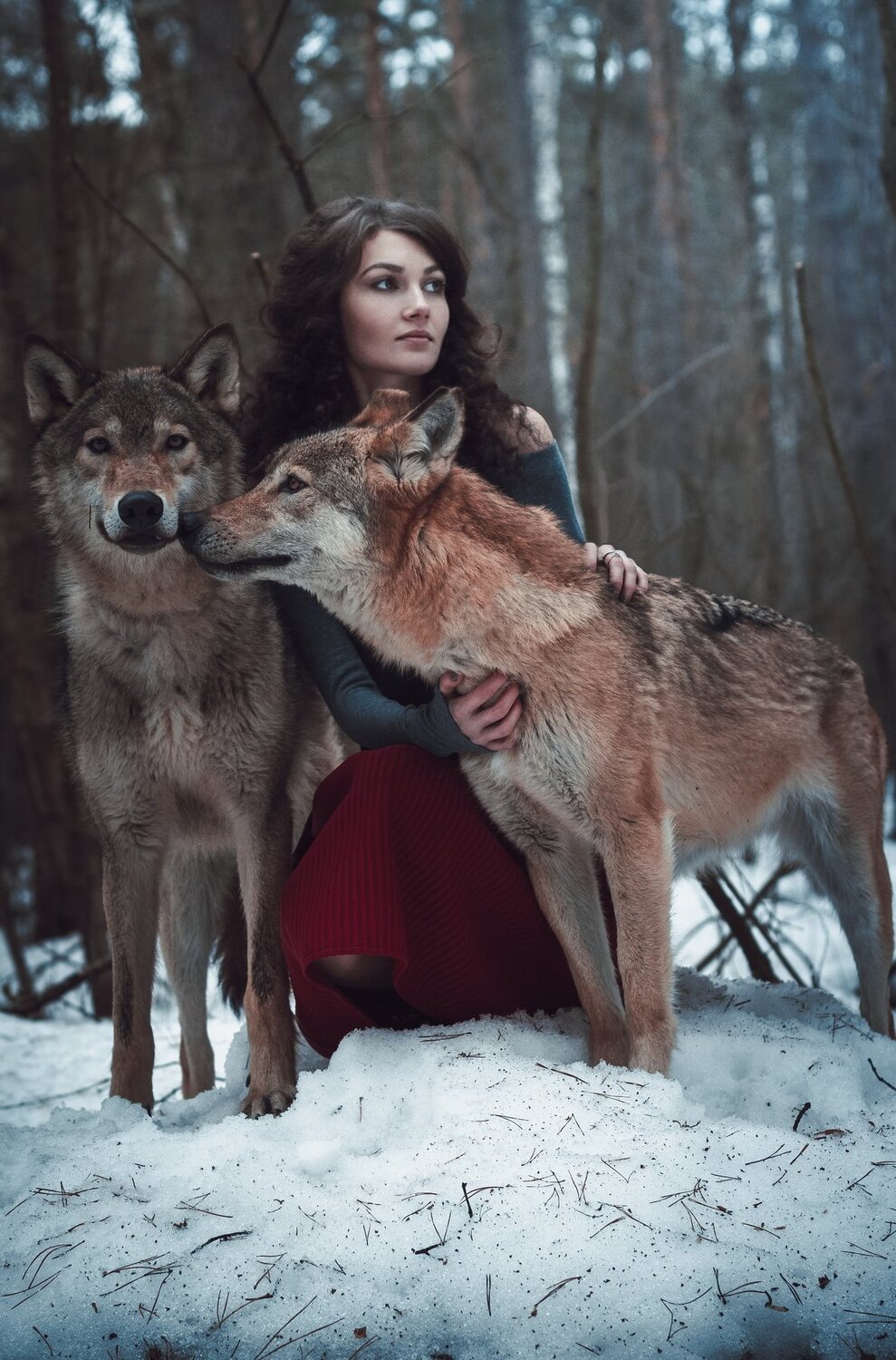 Girl with wolves