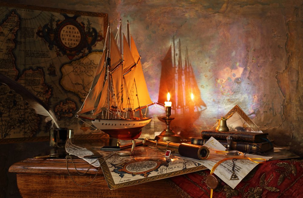 Натюрморт с парусником