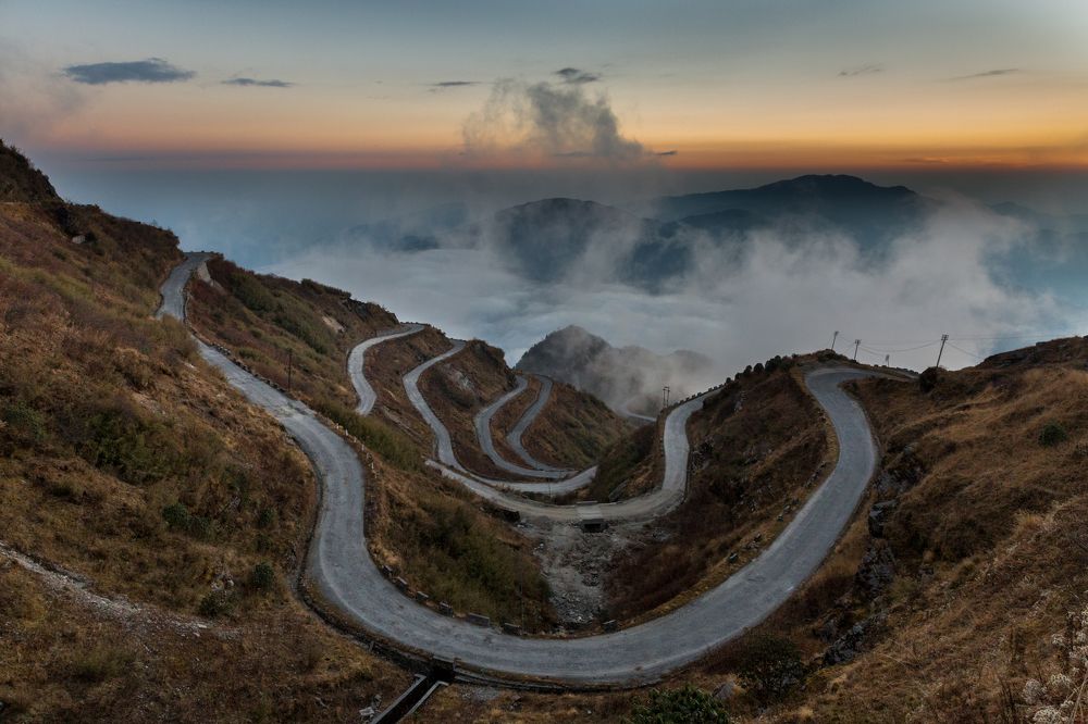 Winding roads at Dusk