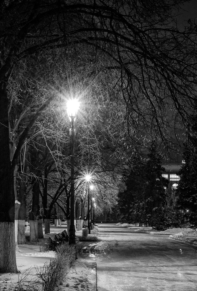 Тихая зимняя ночь.