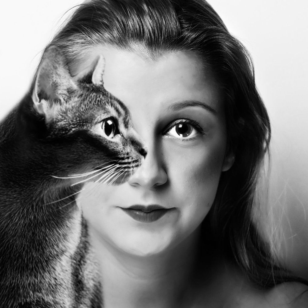 woman and cat portrait
