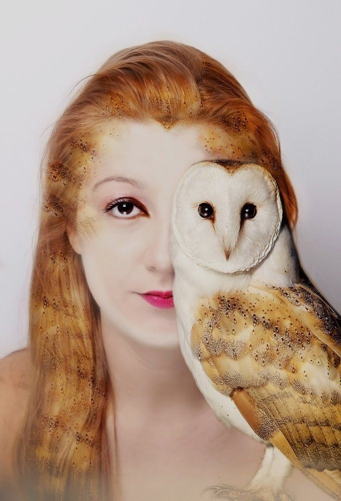 woman and owl portrait
