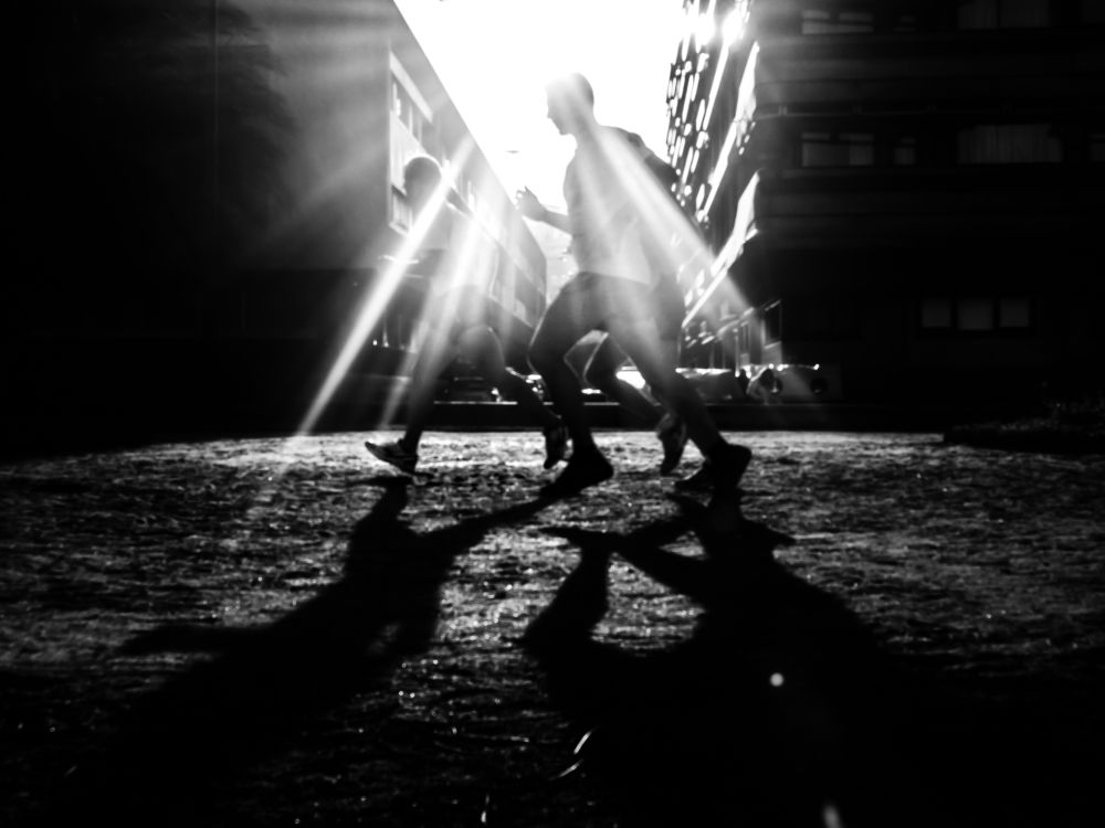 Runners under the light