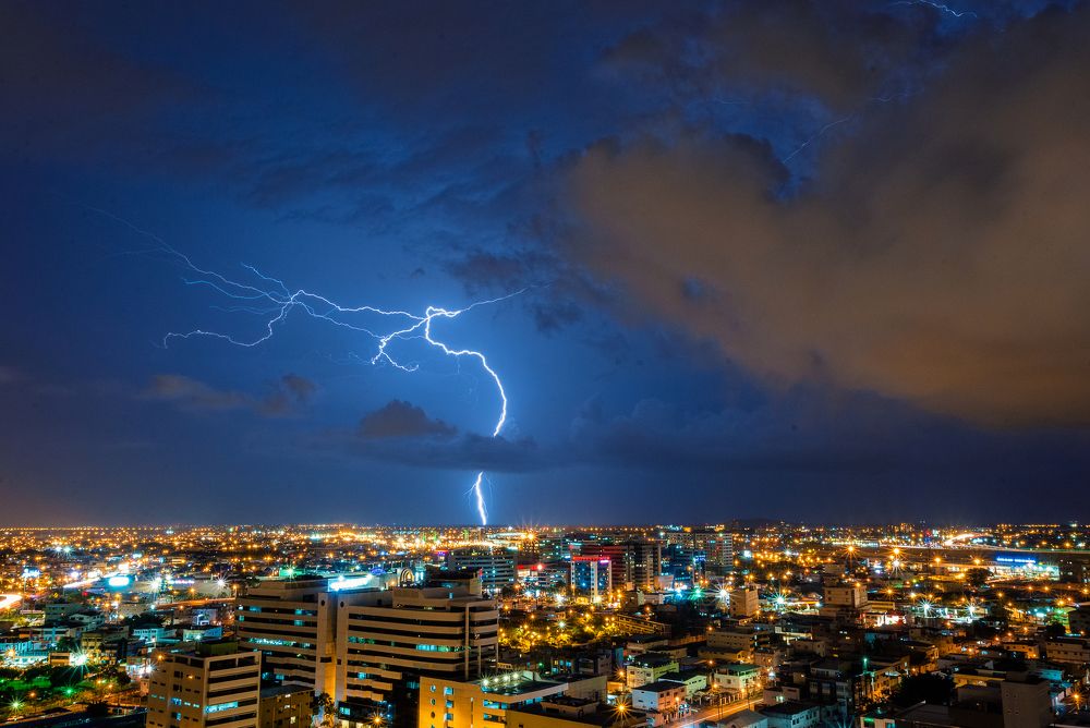 Lighting over the city