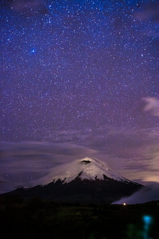 Stars over Cotopaxi volcano