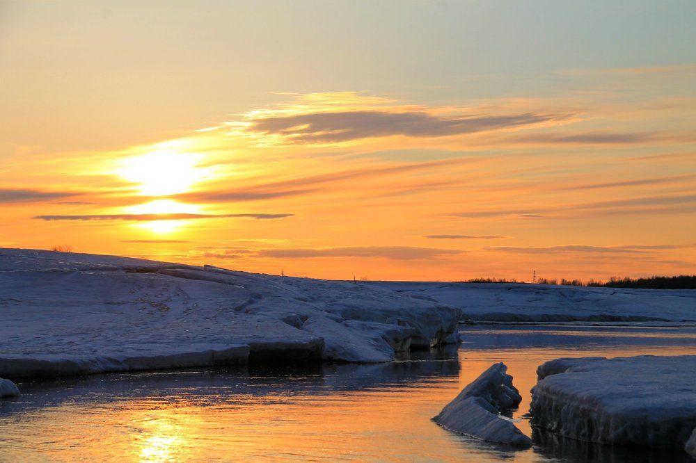 Закат перед ледоходом.