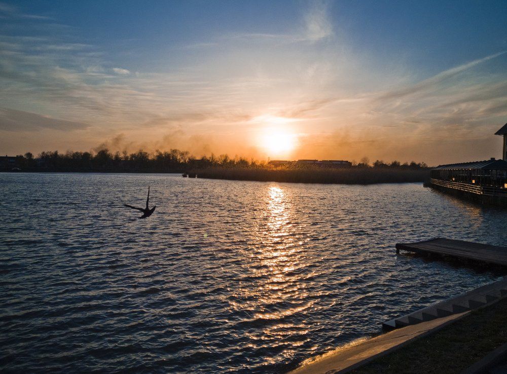 At sunset of the day