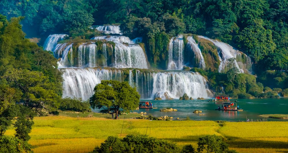 The Autumn in Ban Gioc Waterfall
