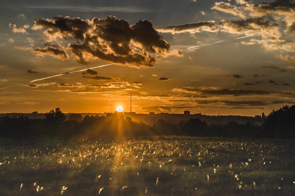 закат над городом