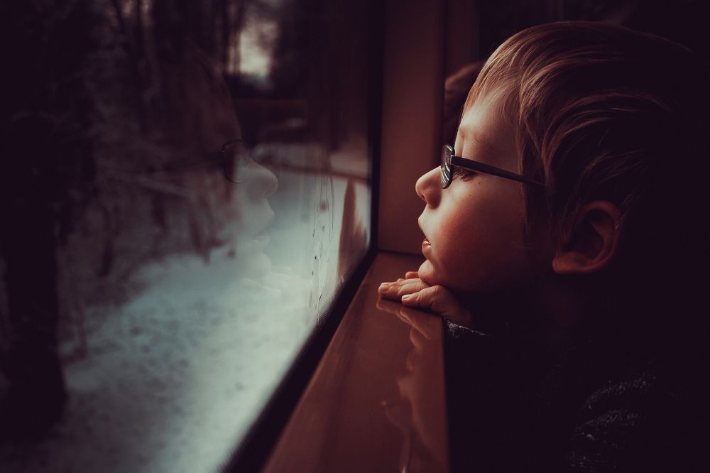 Dramatic look through the window