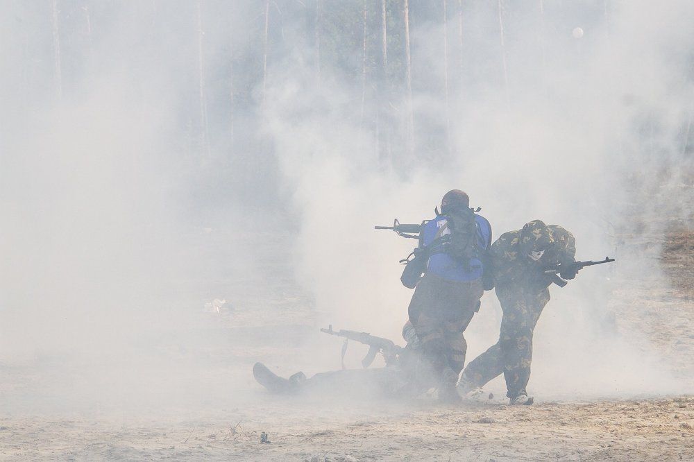 В пекле боя...